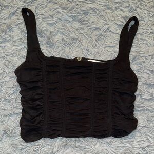 Elegant Black Ruched Women's Top